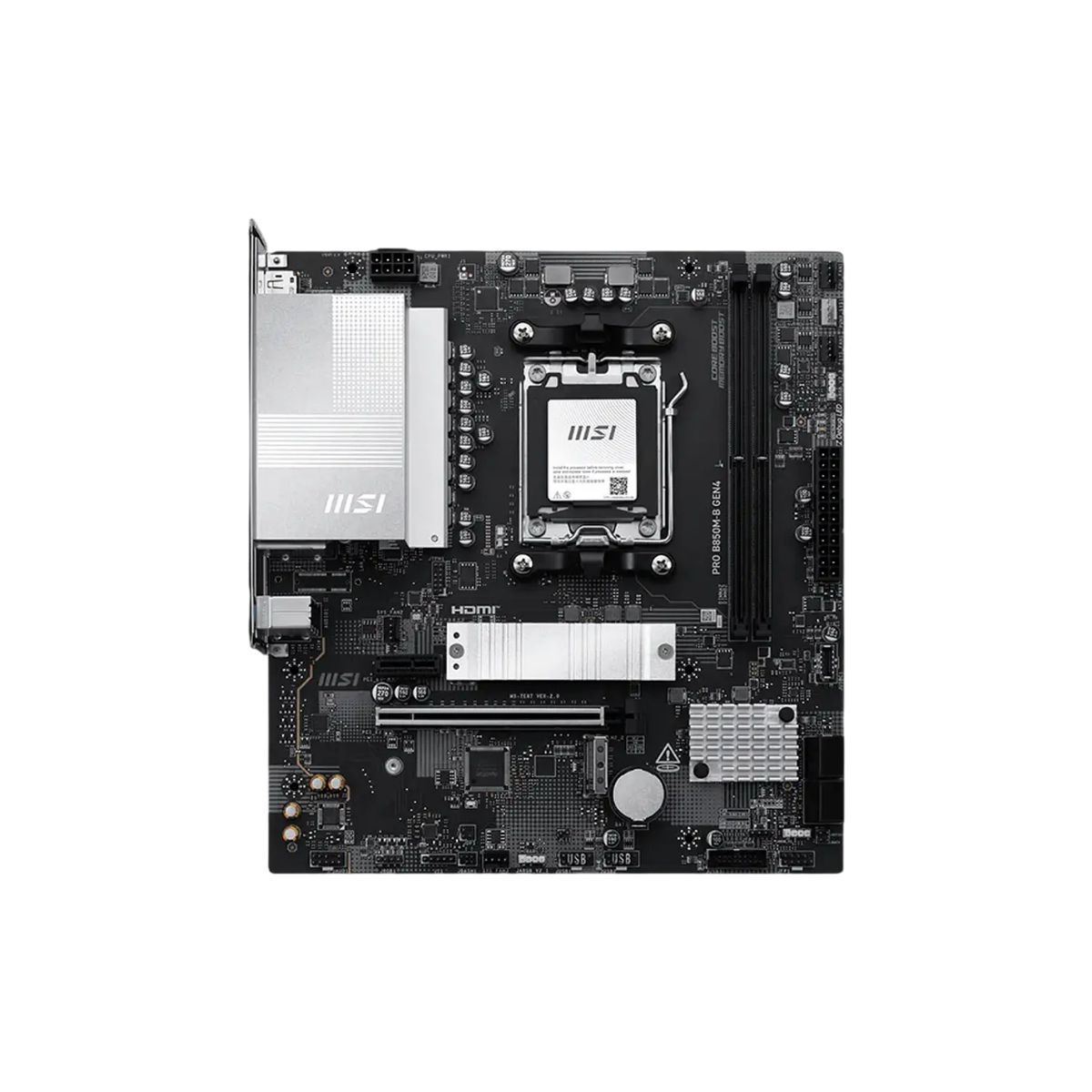 MSI - MSI PRO B850M-B GEN4 Placa Madre AM5 mATX, DDR5 8200+ OC, PCIe 5.0 M.2, 2.5G LAN, HDMI 2.1, DisplayPort, Ryzen 9000/8000/7000