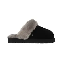 BAMERS - Pantuflas Mujer Cuero Fur Ii Negra