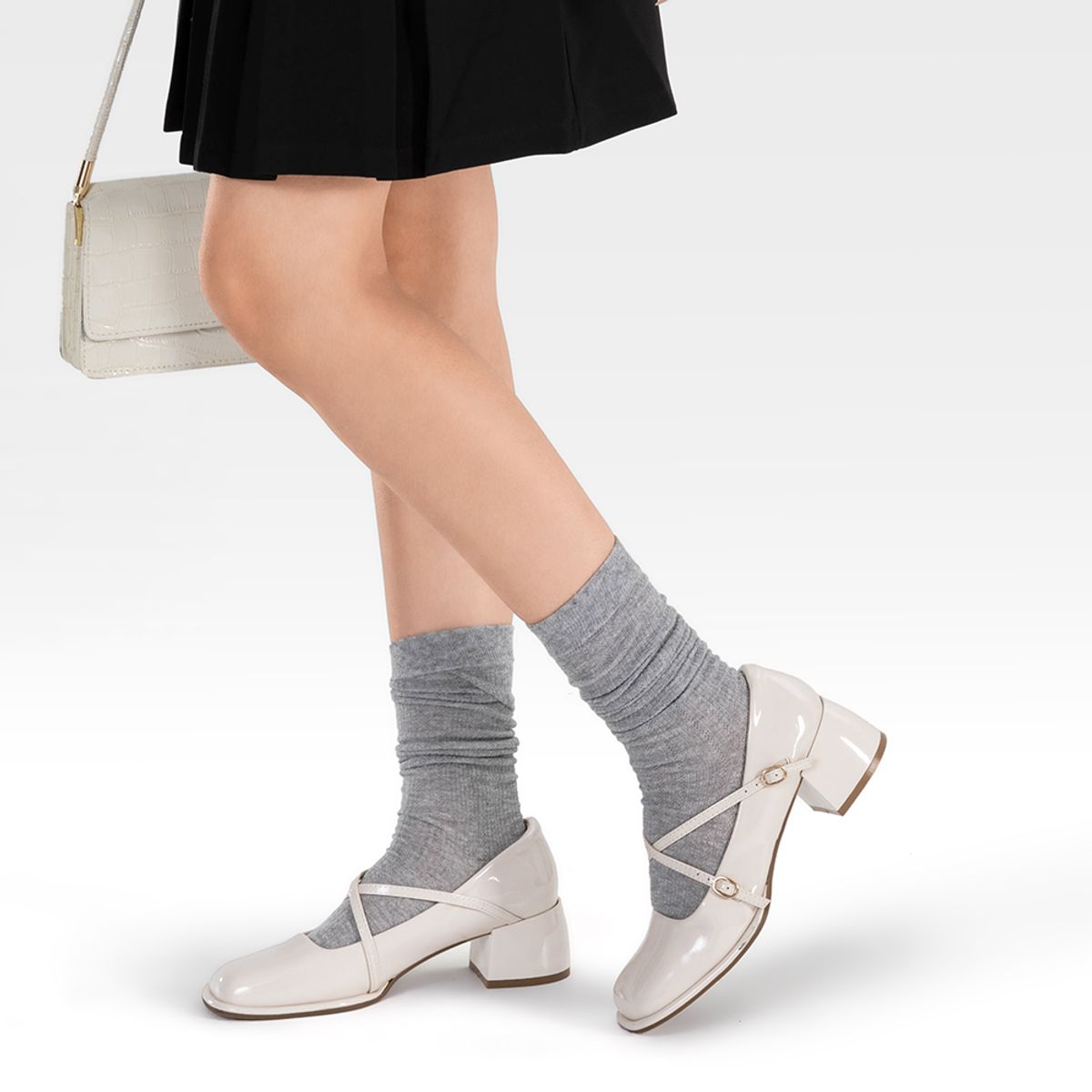 WEIDE - Zapato Mary Jane Beige Charol Elegante Mujer Weide YL65
