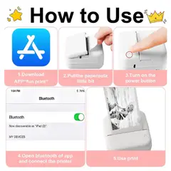 GENERICO - Mini Impresora Térmica Portátil Bluetooth Accesorios 13 Roll