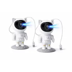 GENERICO - Pack 2 Proyector Astronauta Galaxy 360 Luz Nocturna Estrellas Nebulosa LED USB Regalo
