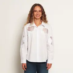 WADOS - BLUSA MANGA LARGA CON APLICACION DE ENCAJE ABOTONADA EN DELANTERO
