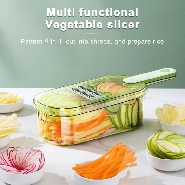 GENERICO Picador /cortador / Rebanador 4 En 1 Verduras Multifuncional Verde