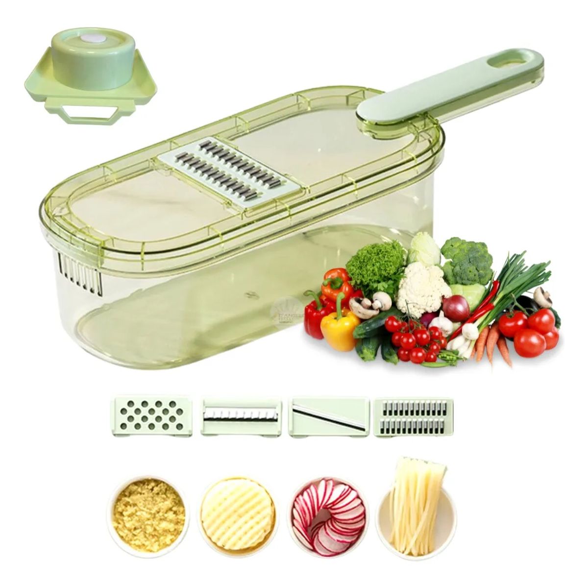 GENERICO - Picador /cortador / Rebanador 4 En 1 Verduras Multifuncional Verde