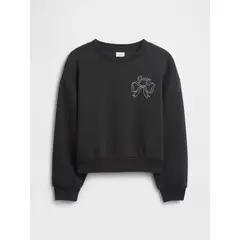 GAP - Polerón Niña Sin Gorro Sin Cierre Logo Crew Negro