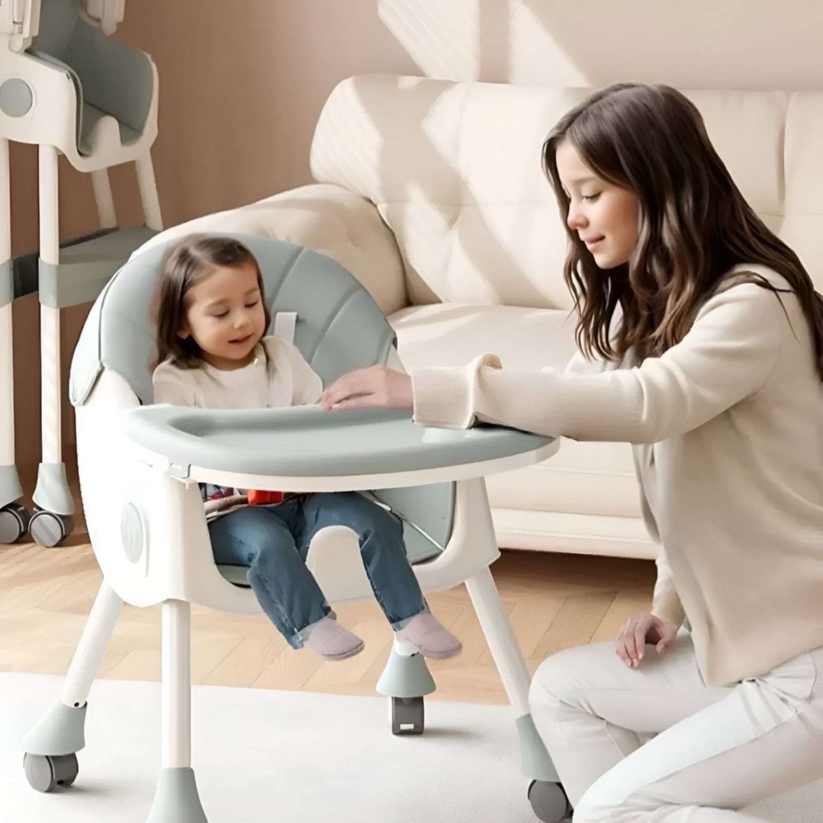 GENERICO - Silla de Comer multifuncional Reclinable para Bebé 3 en 1 Verde