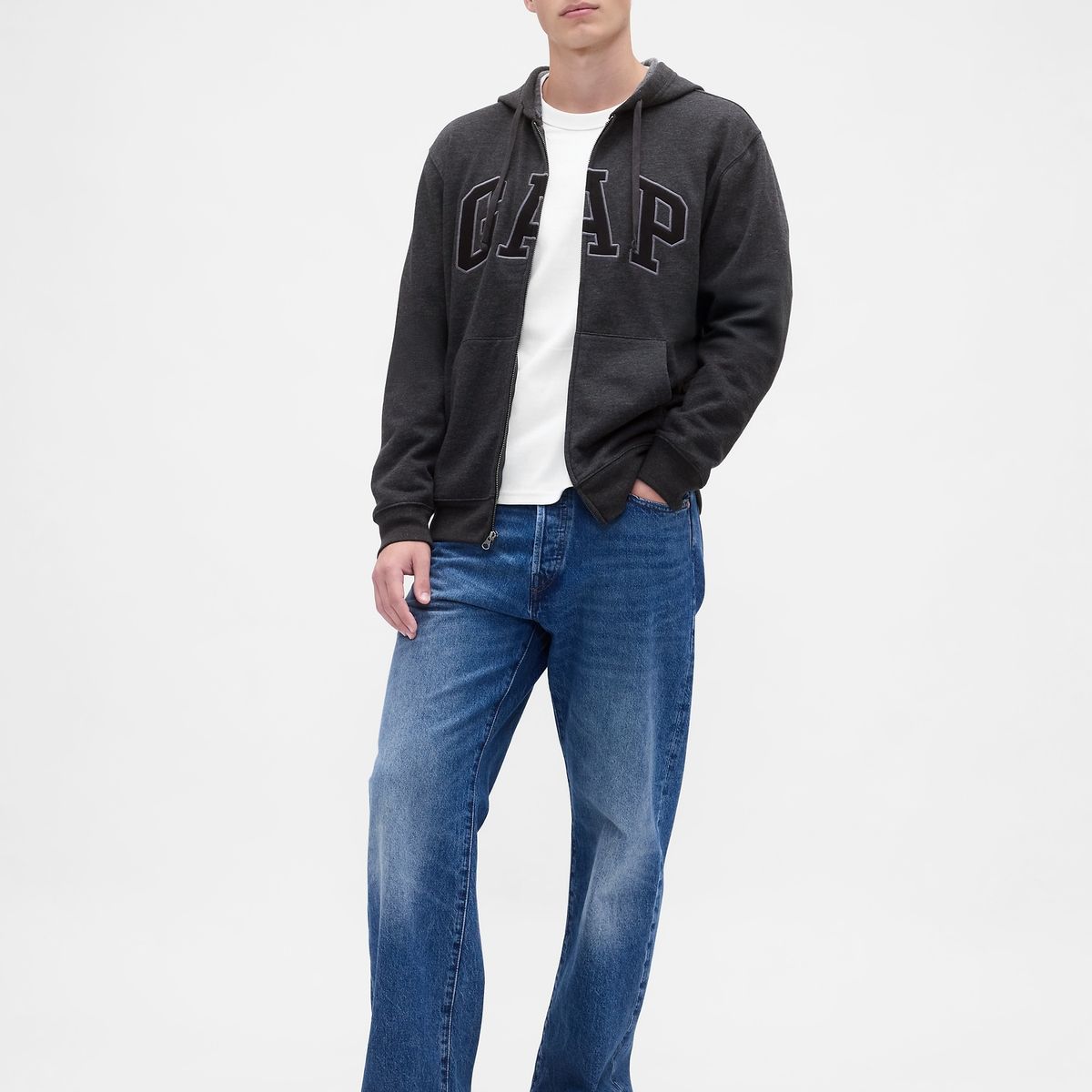GAP - Polerón Hombre Gap Logo Con Cierre Gris