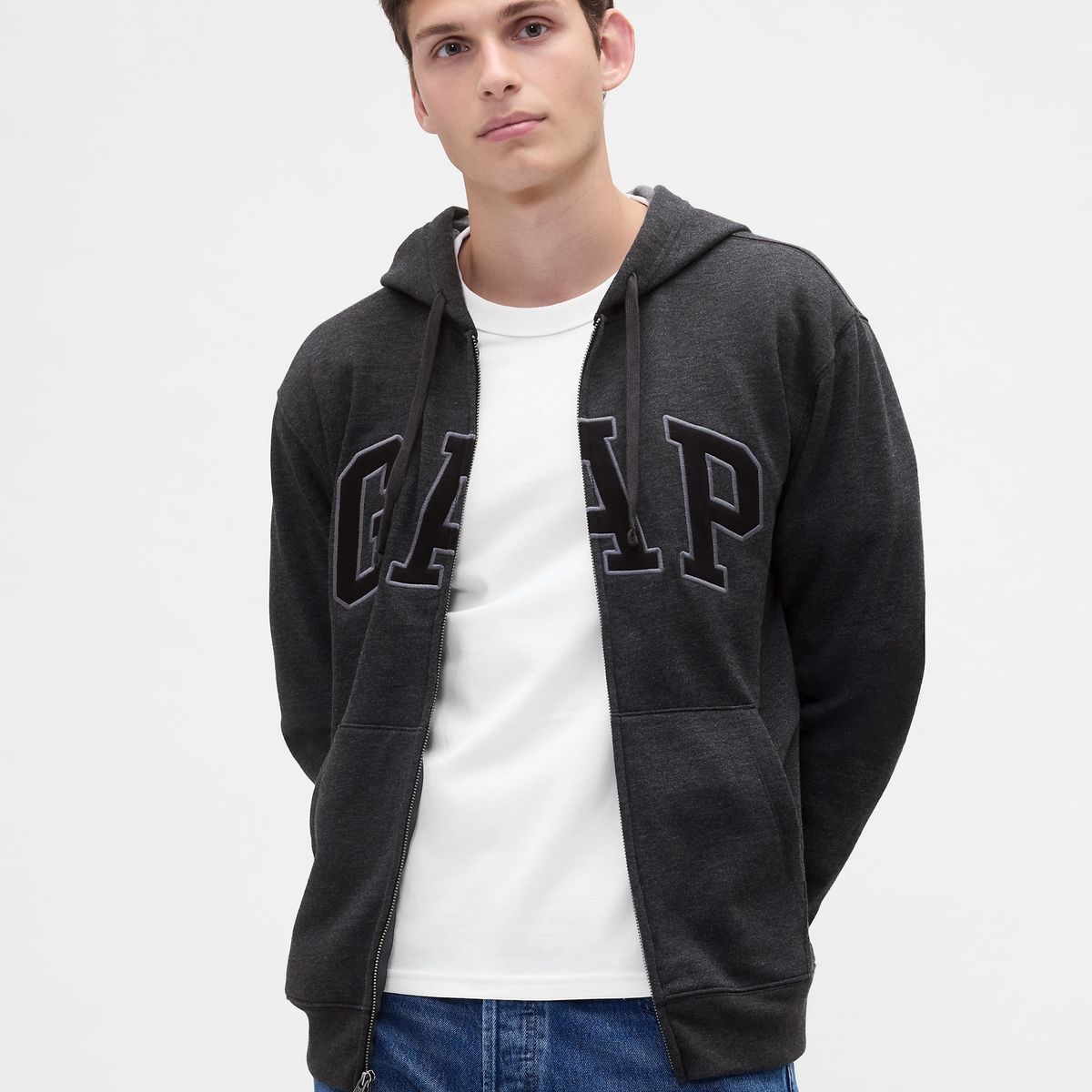 GAP - Polerón Hombre Gap Logo Con Cierre Gris