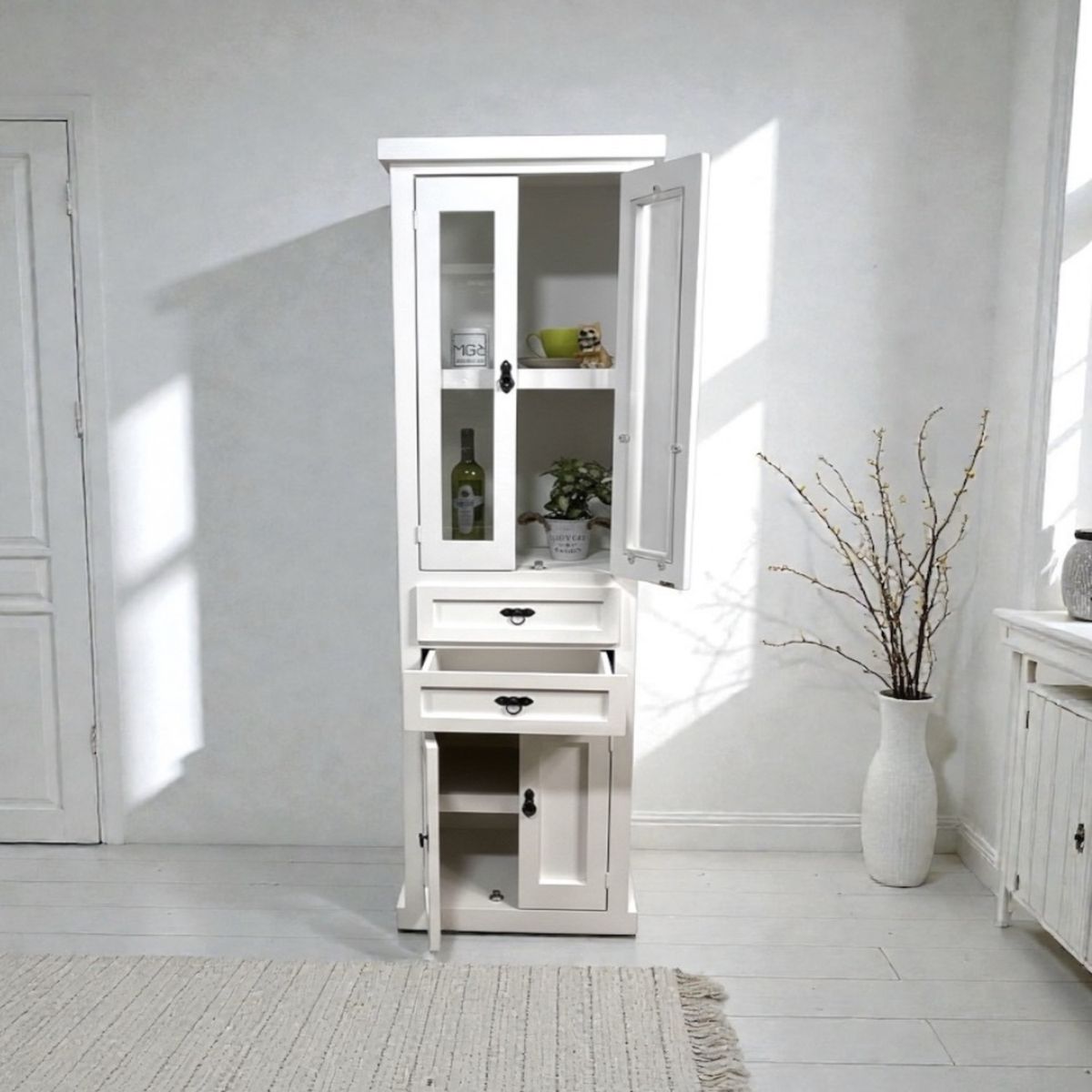 MGR MUEBLES - VITRINA DE MADERA COLOR BLANCO MGR MUEBLES 60 CM DE ANCHO