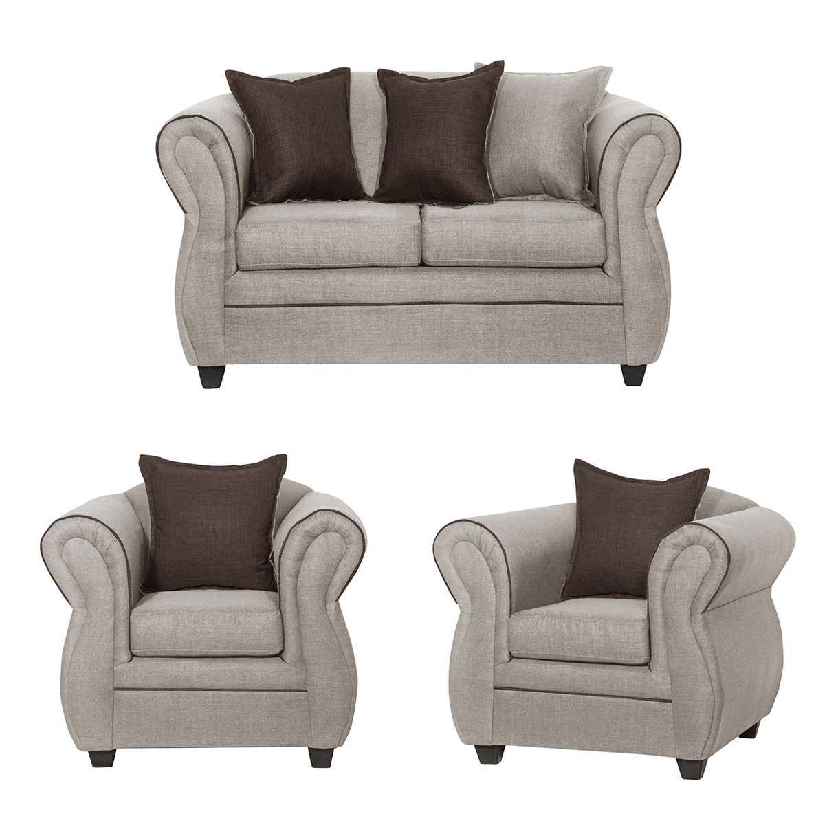 BLACK FACTORY - Juego de Living 2 1 1 Emili Beige