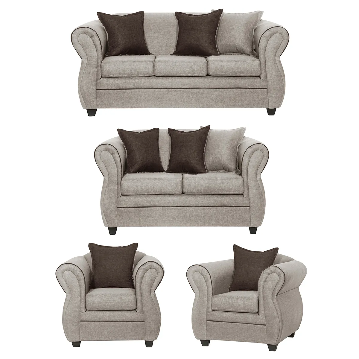 BLACK FACTORY - Juego de Living 3 2 1 1 Emili Beige