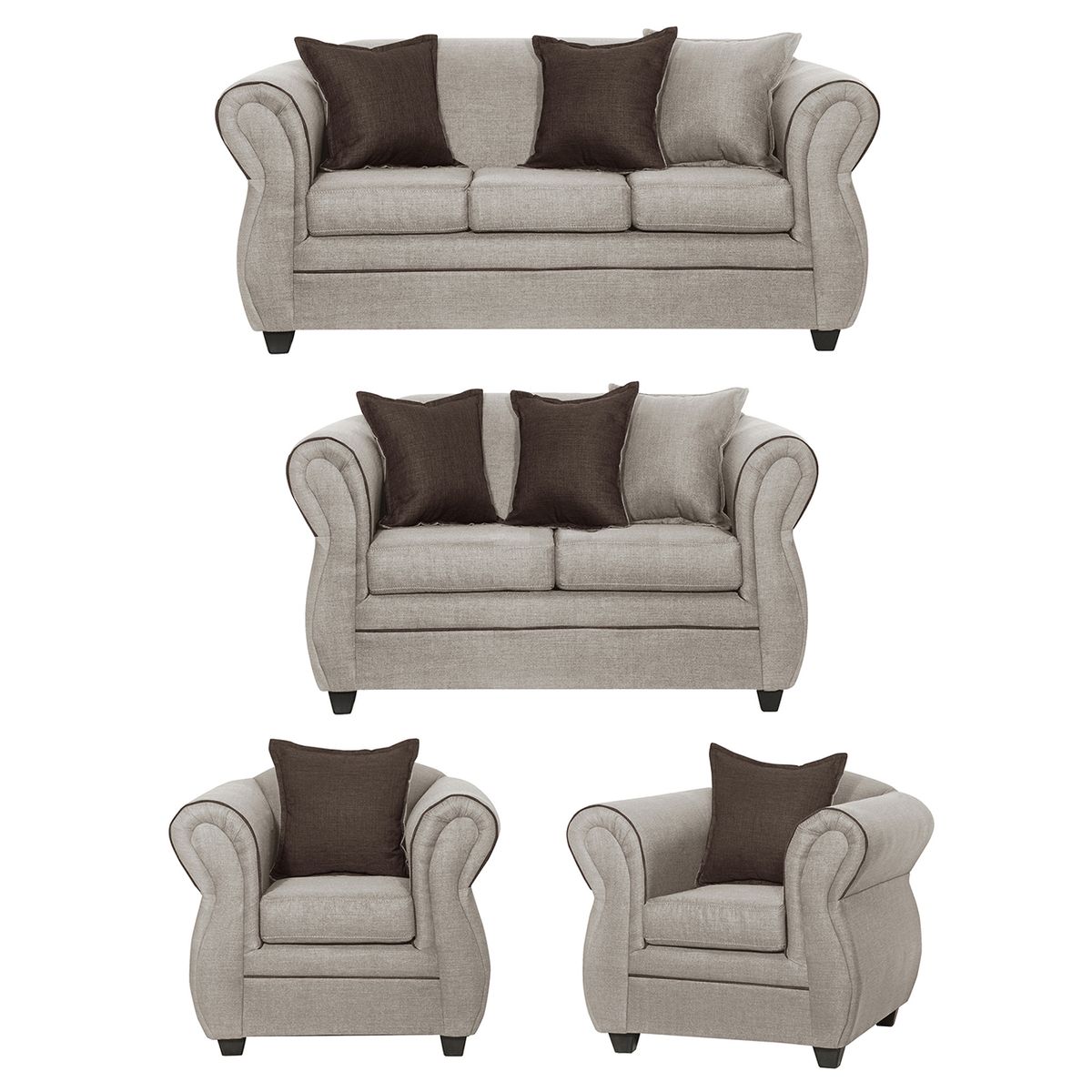 BLACK FACTORY - Juego de Living 3 2 1 1 Emili Beige