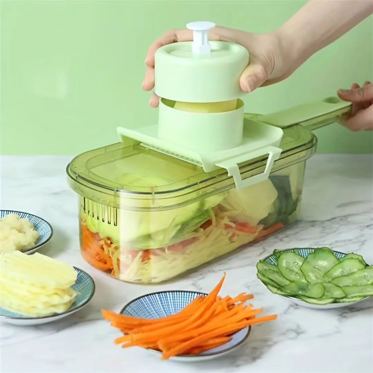 GENERICO - Picador /cortador /rebanador 4 En 1 Verduras Multifuncional Verde