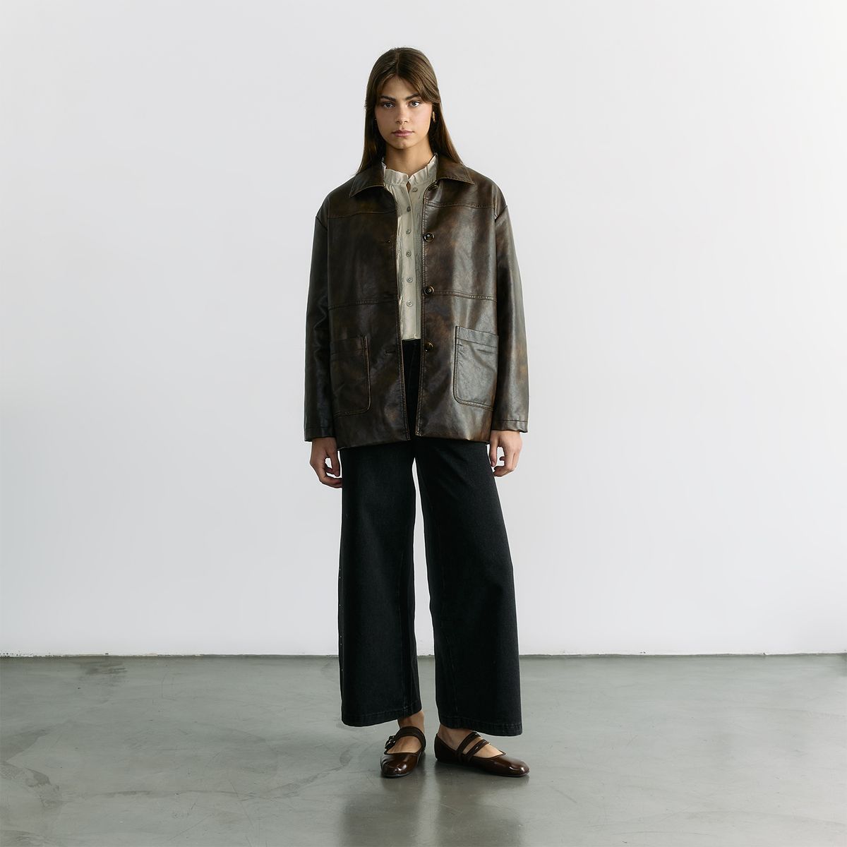 LOUNGE - Chaqueta Larga Efecto Cuero Solsticio LOUNGE