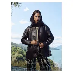 LOUNGE - Chaqueta Larga Efecto Cuero Solsticio