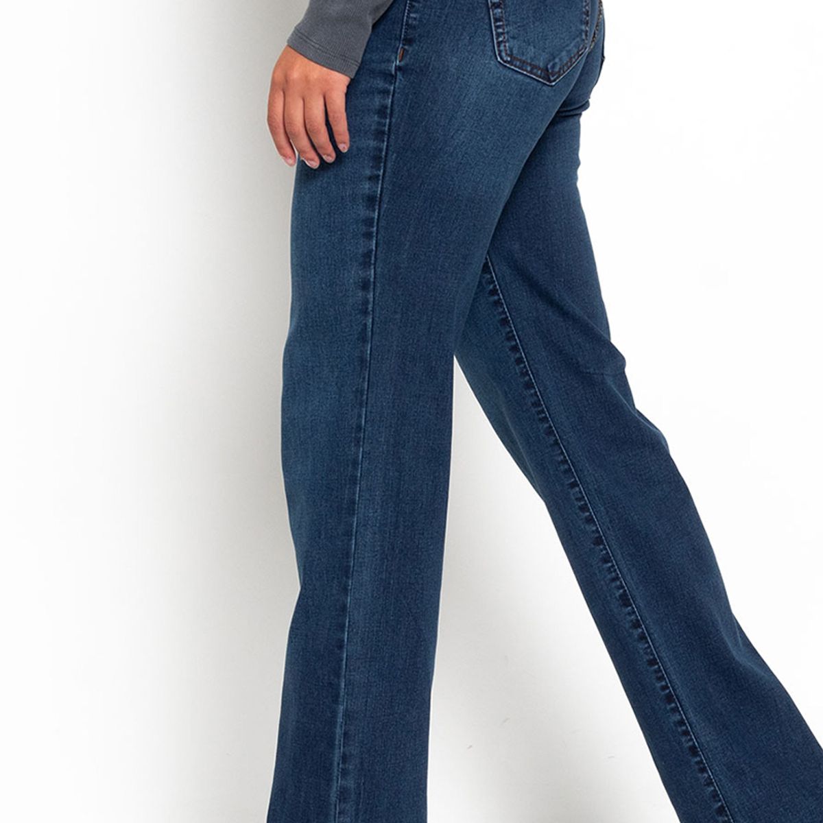 WADOS - JEANS MUJER RECTO TIRO ALTO PRETINA BASICA 1 BOTON