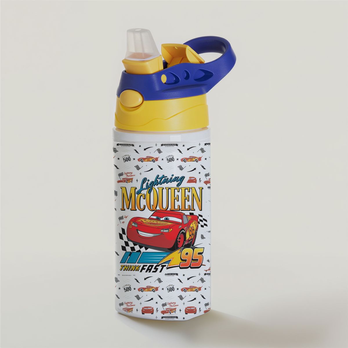 SM - Botella de Agua Infantil Cars Lightning McQueen 500 ml Aluminio Libre de BPA