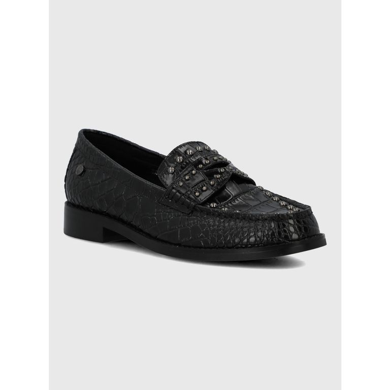 Mocasin Cuero Mujer Crota Negro