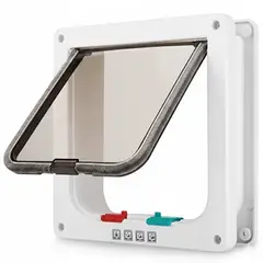 GENERICO - Puerta Abatible Para Perro Gato Mascota Extra Grande Xl Blanco