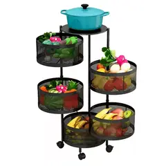 GENERICO - Organizador De Cocina Metálico 5 Niveles Giratorio Negro