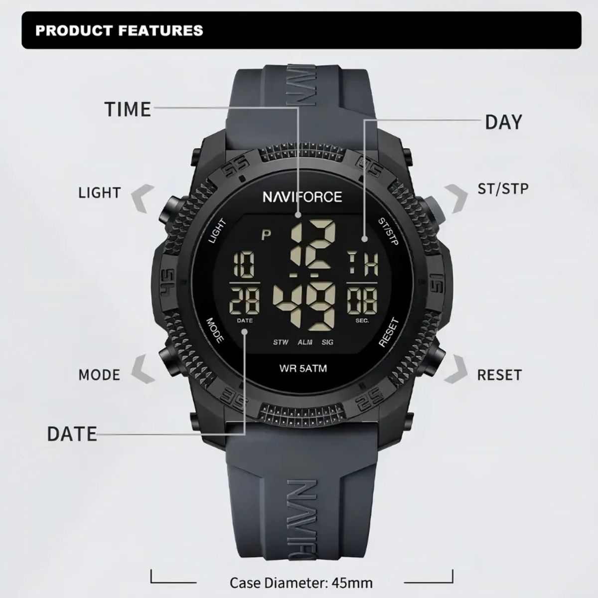 NAVIFORCE - Reloj Naviforce Dual Analógico Y Digital 9188t