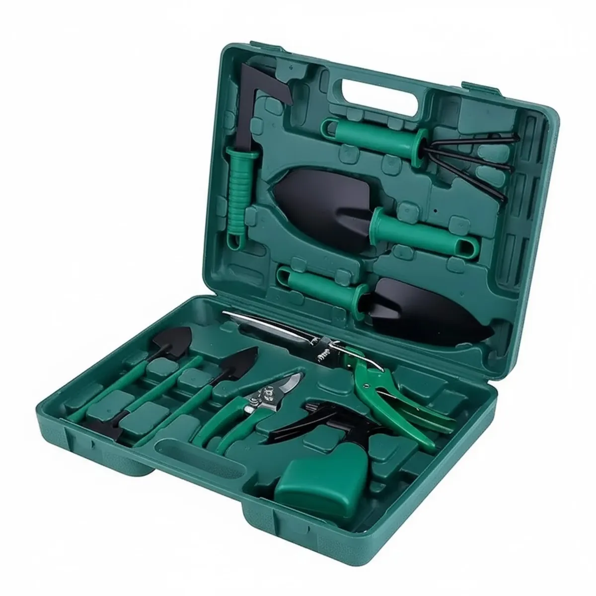GENERICO - Kit Herramientas Jardinería Acero Rastrillo Tijera Podar