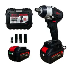 GENERICO - Llave de impacto inalámbrica Edon 1/2" + 2 baterías 4.0 AH + accesorios