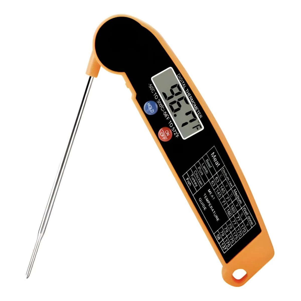 GENERICO - Termómetro digital para carne de lectura instantánea de color naranja BELUG