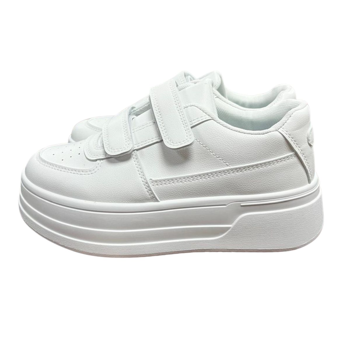 PEQUI - ZAPATILLAS BLANCAS CON VELCRO URBANAS MUJER