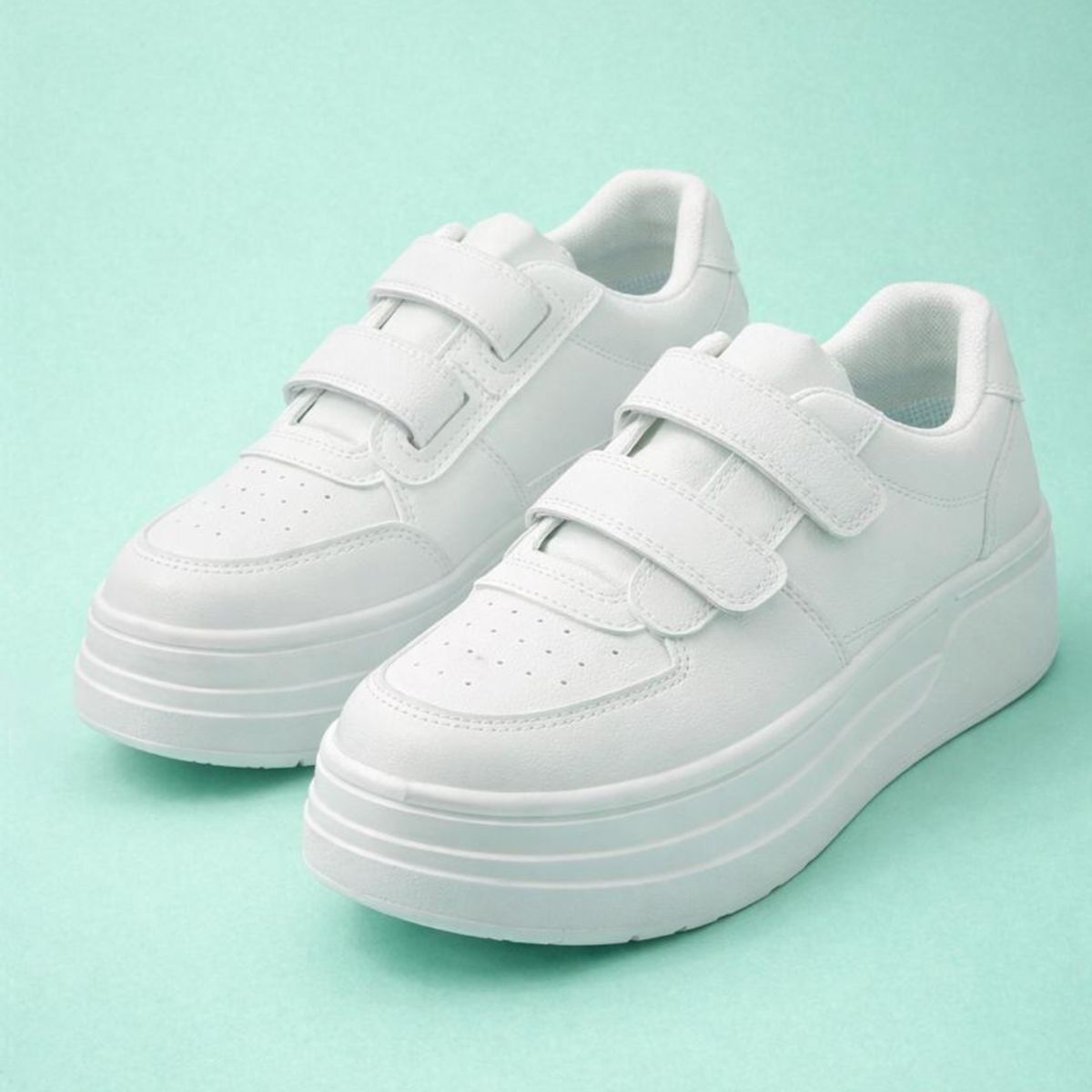 PEQUI - ZAPATILLAS BLANCAS CON VELCRO URBANAS MUJER