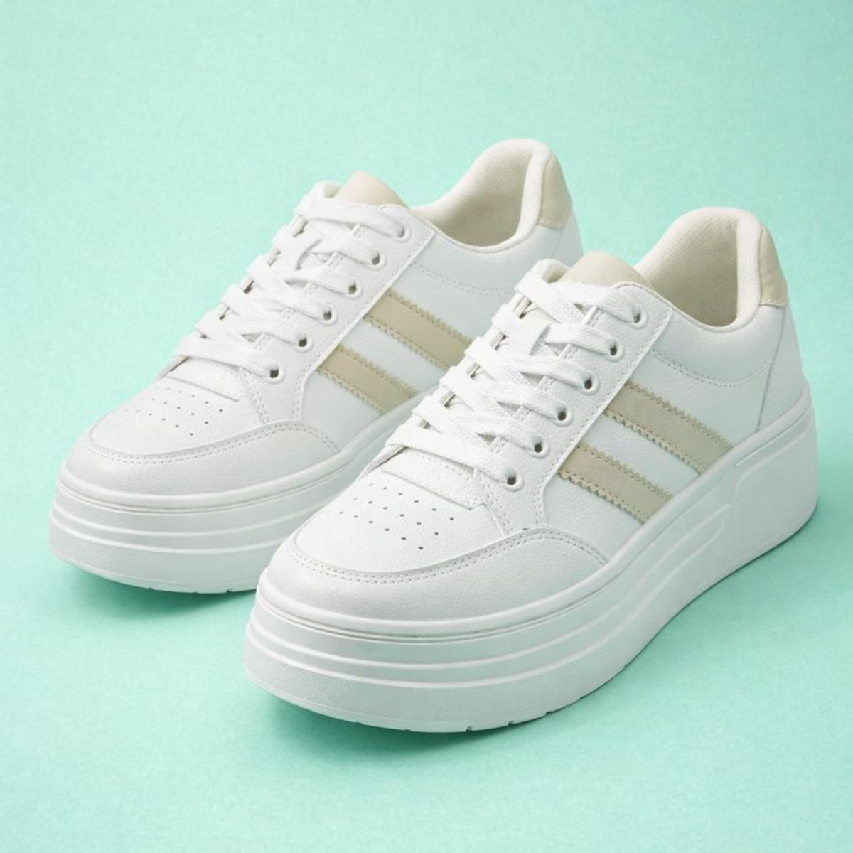 PEQUI - ZAPATILLAS BLANCAS  CAQUI URBANAS MUJER
