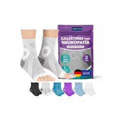 COMPUTECH - Pack X2 Medias Compresion Varices Neuropatia Diabetes SM Blanco