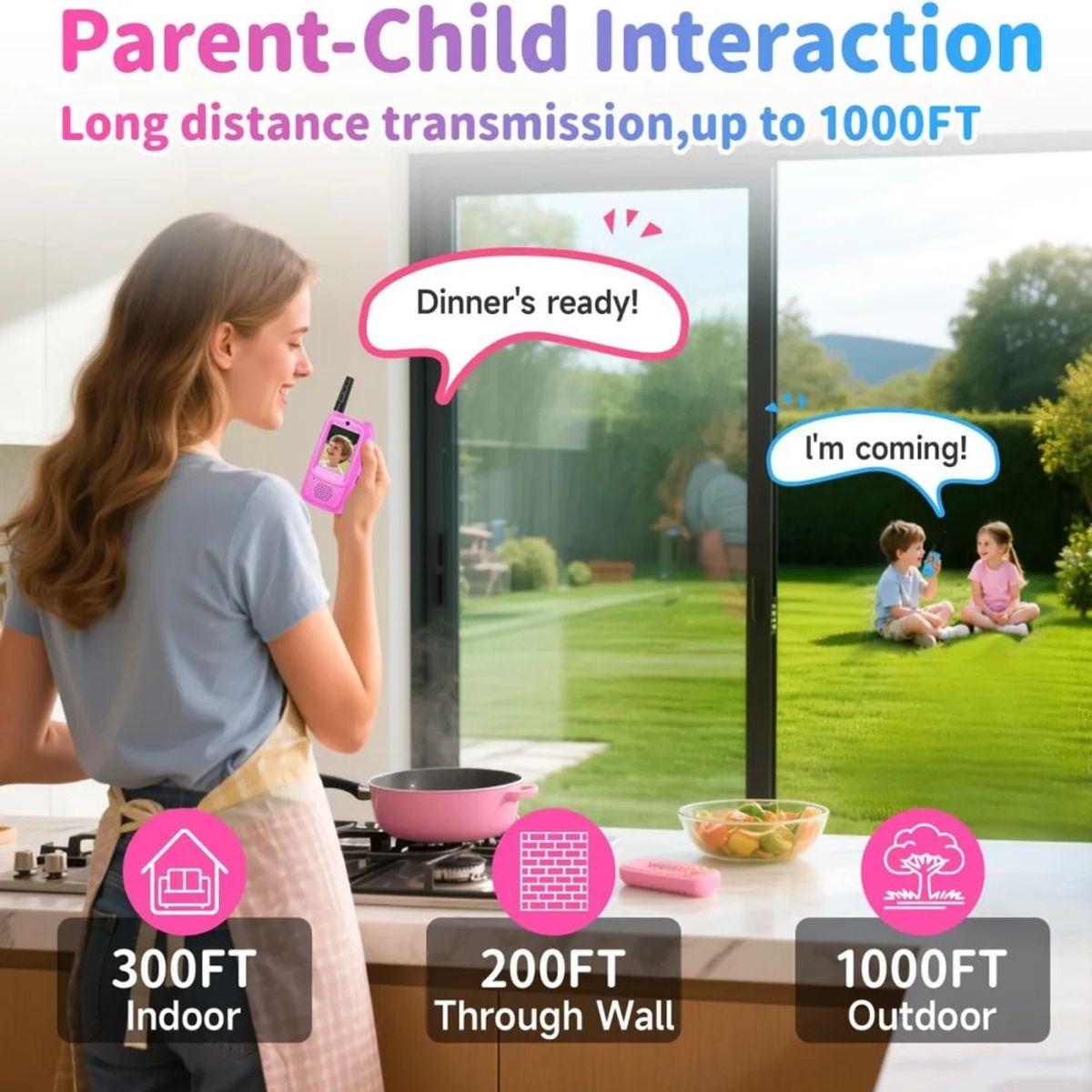 GENERICO - Pack 2 Walkie Talkies Para Niños Con Vídeo Recargable Usb Rosa+rosa BELUG