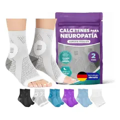 COMPUTECH - Pack X2 Medias Compresion Varices Neuropatia Diabetes XXL Blanco