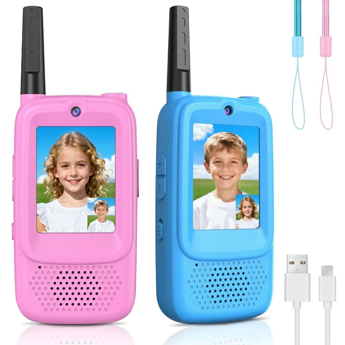 GENERICO - Walkie Talkies Radios Para Niños Con Videollamada 2 Piezas Azul/rosa BELUG