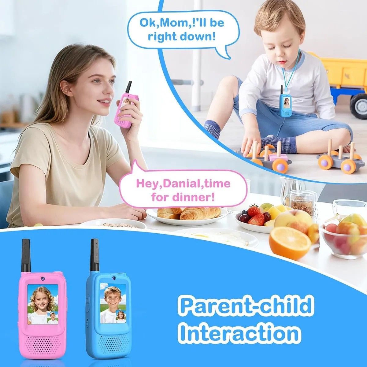 GENERICO - Walkie Talkies Radios Para Niños Con Videollamada 2 Piezas Azul/rosa BELUG