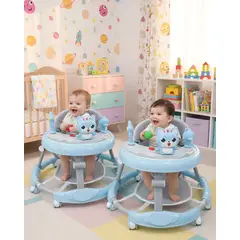 GENERICO - Pack 2 Andador de Bebe Gemelos con Juegos Interactivos - Seguridad y Diversion en sus Primeros Pasos Azul