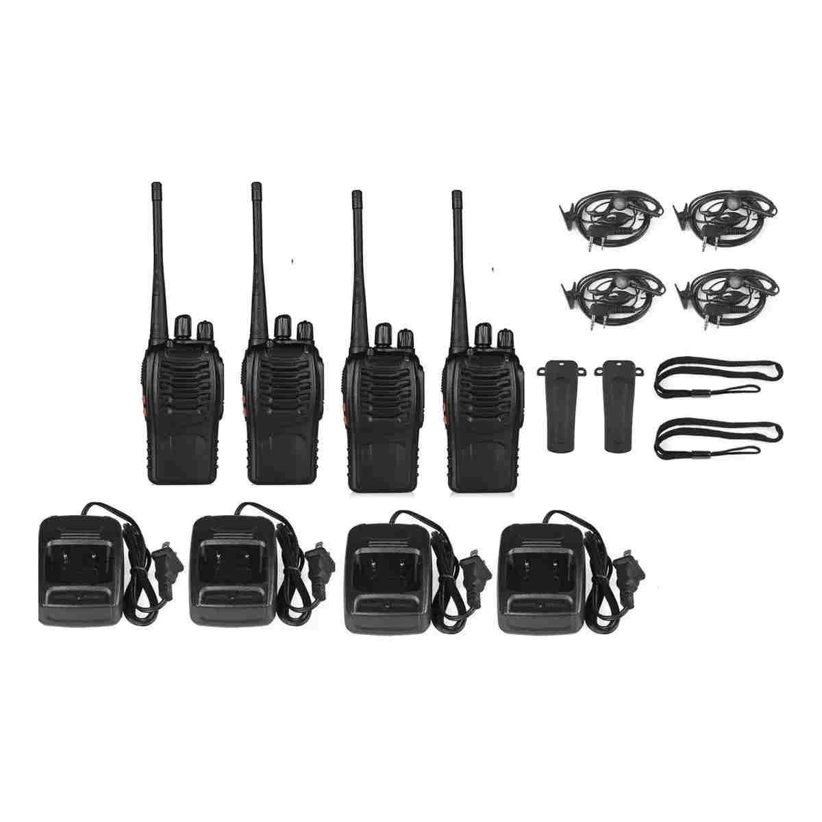 GENERICO - 4 Radio Transmisor Portátiles Walkie Talkie Bf-888s Baofeng Color Negro