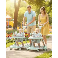 GENERICO - Pack 2 Andador de Bebe Gemelos con Juegos Interactivos - Seguridad y Diversion en sus Primeros Pasos Verde Menta