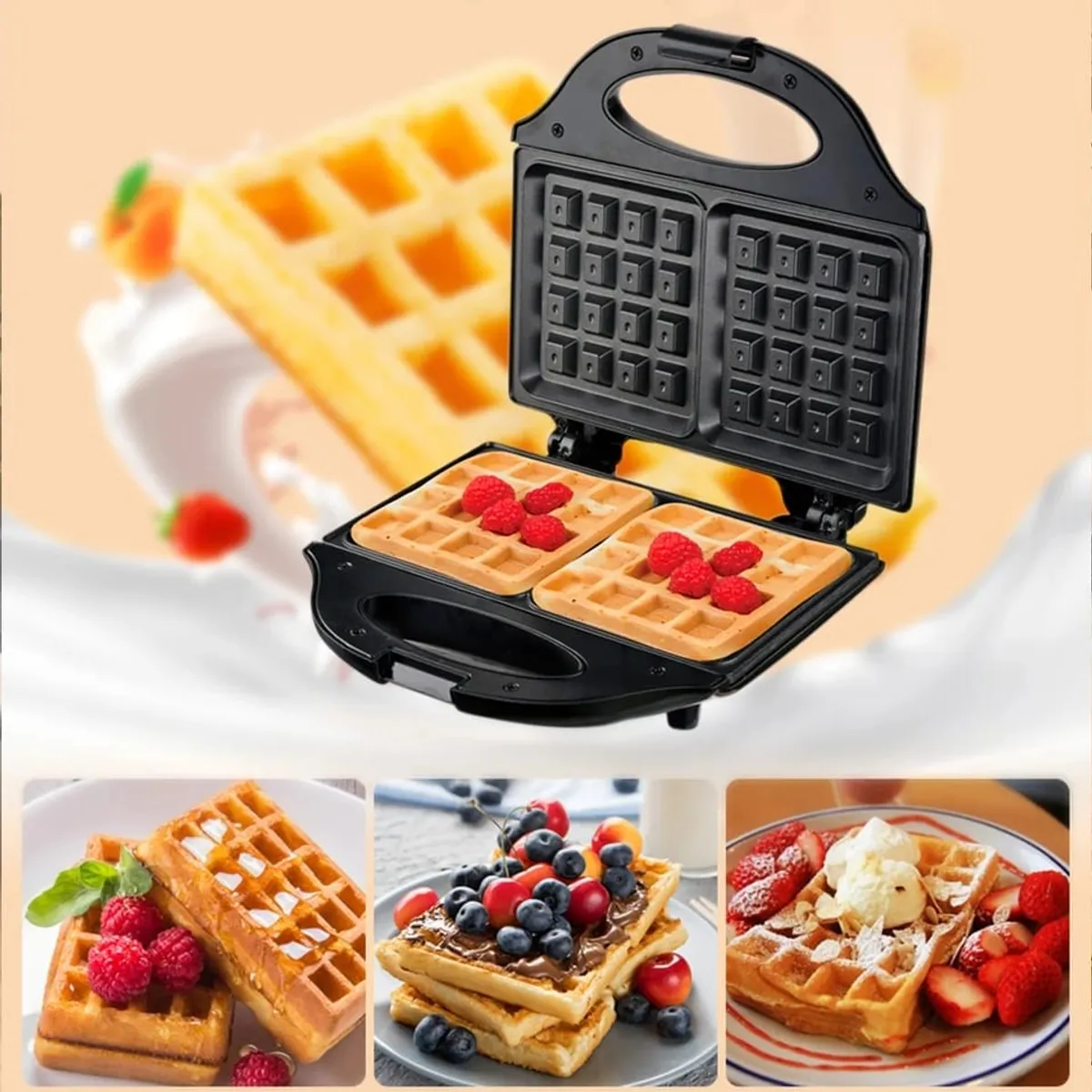 GENERICO - Máquina de waffles sandwish teflon antiaherente