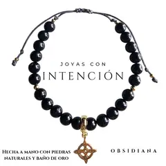 GENERICO - Pulsera Nudo de Bruja con obsidiana
