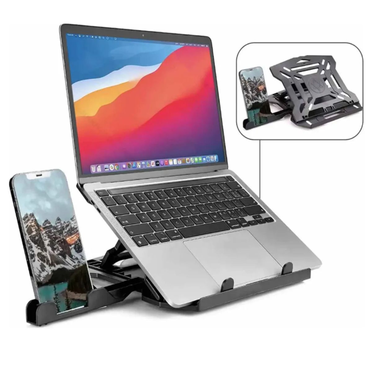 GENERICO - Base Soporte Laptop Y Celular Giratorio Ajustable Portátil