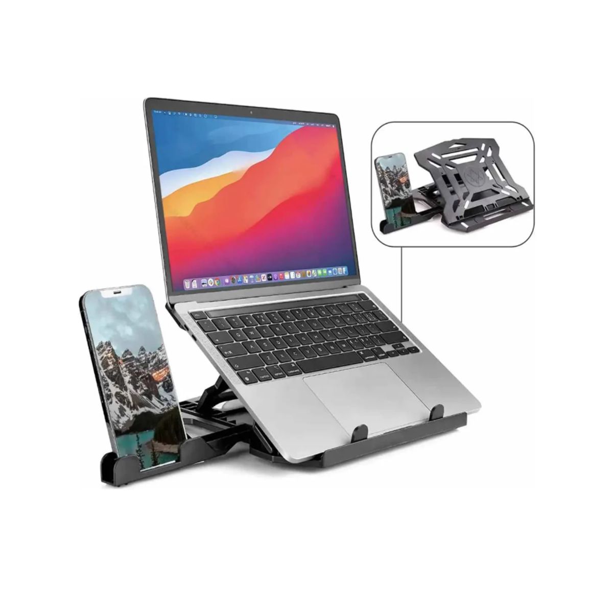 GENERICO - Base Soporte Laptop Y Celular Giratorio Ajustable Portátil