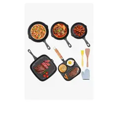 GENERICO - Set Sartenes De Hierro Fundido 5 Piezas