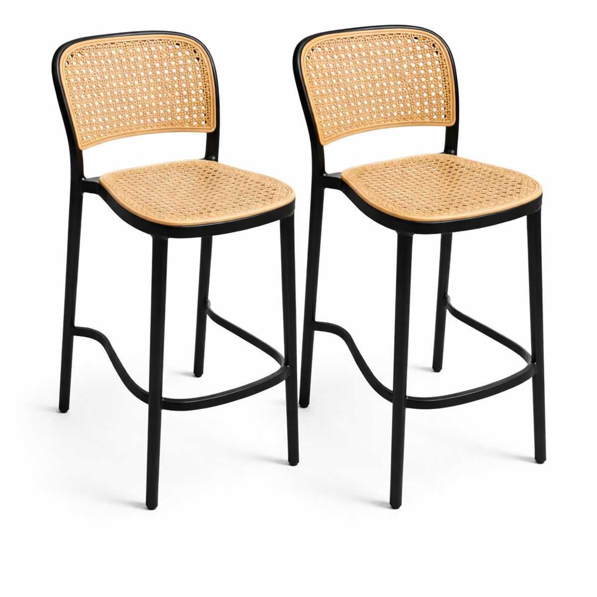 MOBOI - Pack 2 Taburetes Delta Piso De Bar O Terraza 66cm Negro