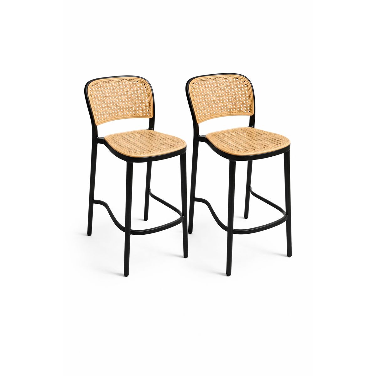 MOBOI - Pack 2 Taburetes Delta Piso De Bar O Terraza 66cm Negro