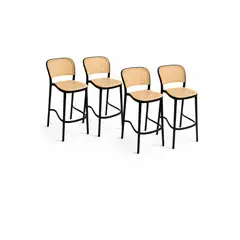 MOBOI - Pack 4 Taburetes Delta Piso De Bar O Terraza 66cm Negro