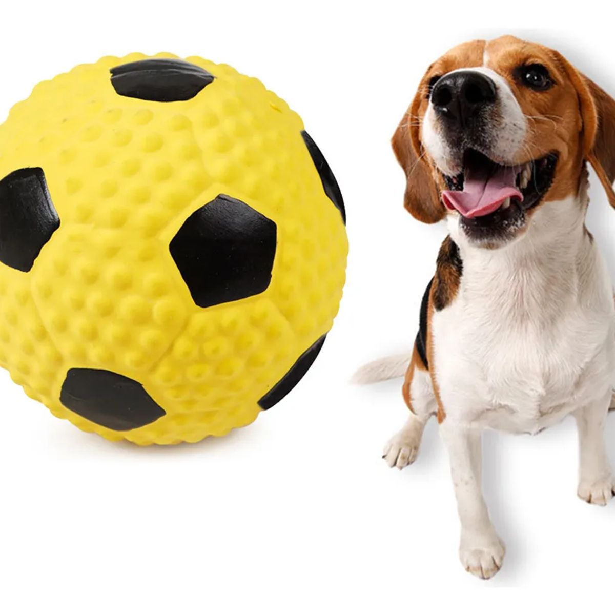 HOOPET - Juguete Pelota Fútbol Chillona Para Perros Divertida Amarillo
