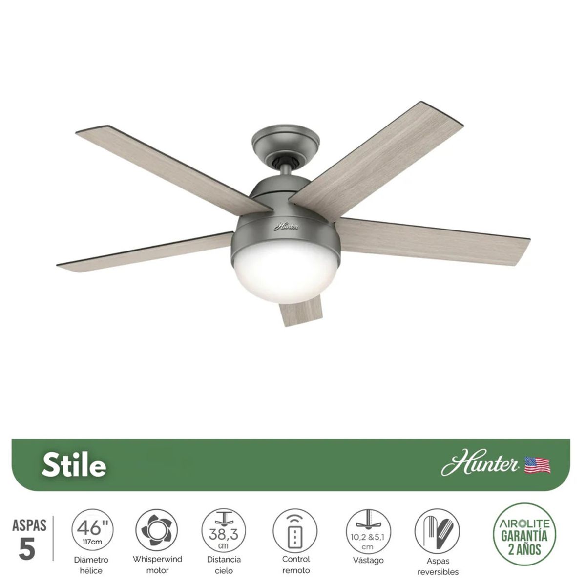 HUNTER - PACK X2 VENTILADOR DE TECHO HUNTER STILE 46