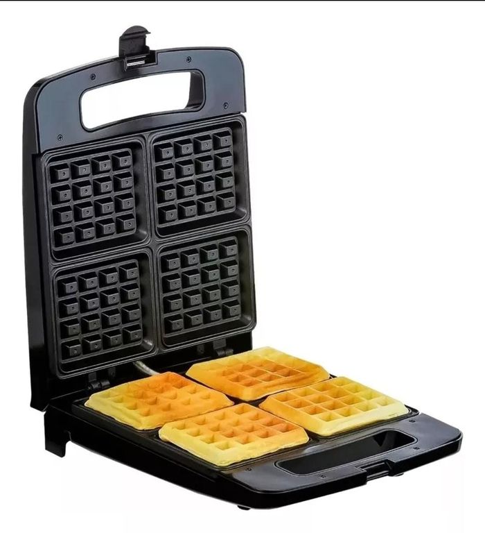 GENERICO Máquina de waffles cuadruple 4 porciones grandes sandwish